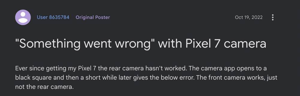 Pixel 7 Pro Camera Something went wrong