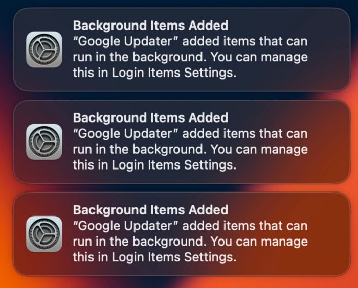 Remove Google Updater from Allow in the Background