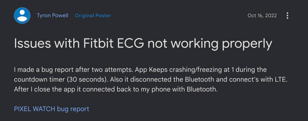 Fitbit ECG not working with Pixel Watch