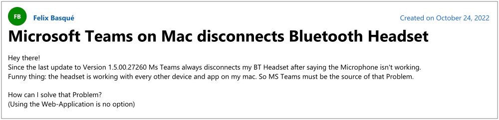 Microsoft Teams Bluetooth Headset not working