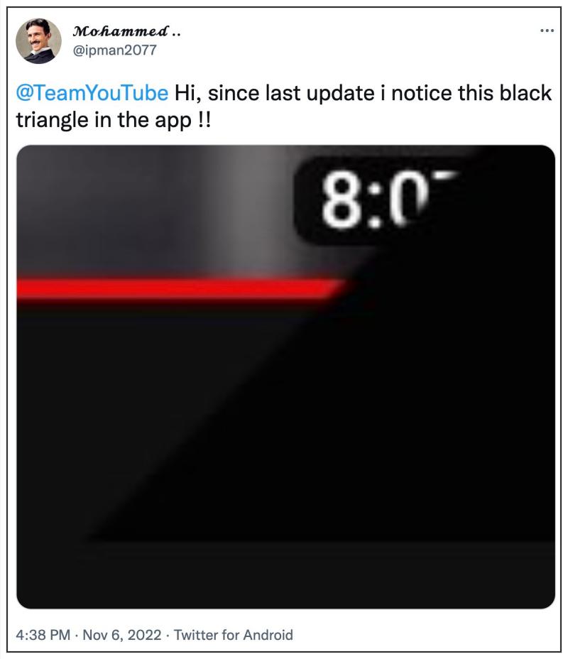YouTube black triangle in video thumbnail
