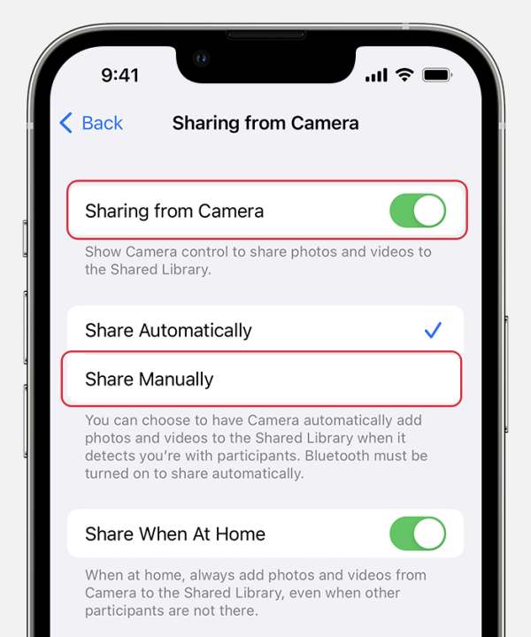 Shared Photo Library disabled in Camera