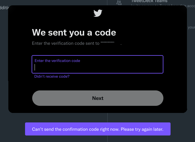Twitter Two Factor Authentication not working