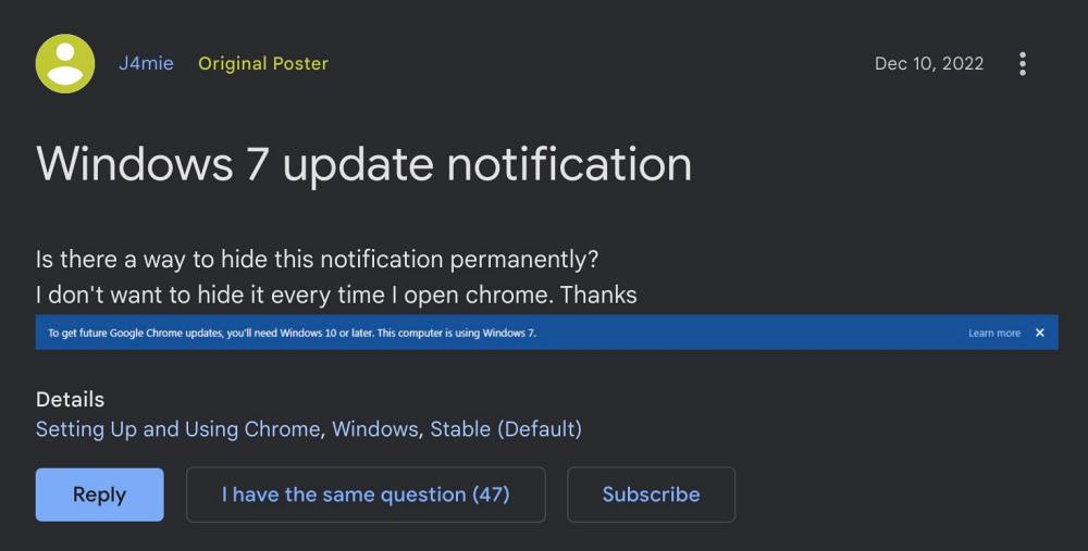 Disable To get future Google Chrome updates prompt on Windows 8