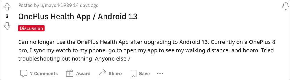 OnePlus Health App not working on Android 13