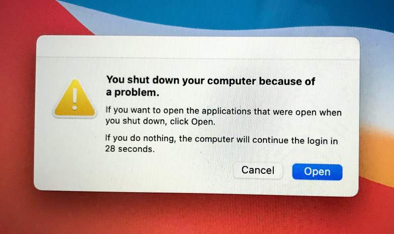 You shut down your computer because of a problem