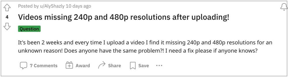 YouTube missing 240p