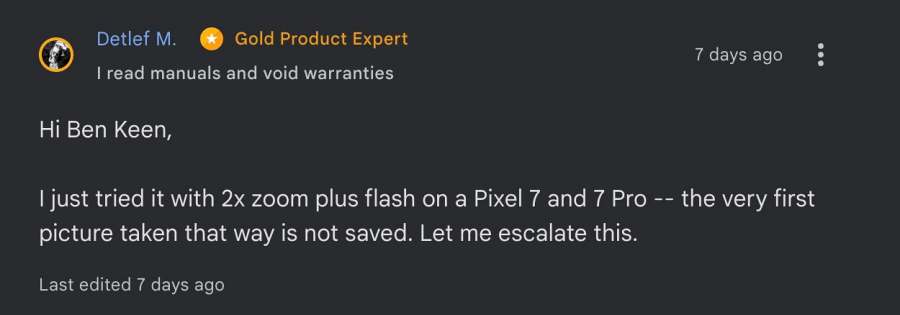 Pixel 7 Pro Camera Photos not saved