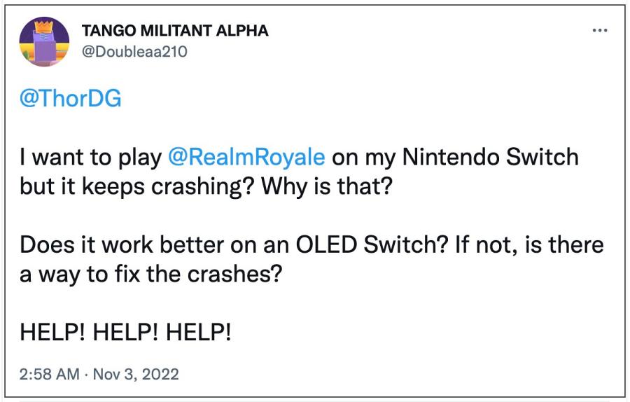 Realm Royale crashing on Nintendo Switch