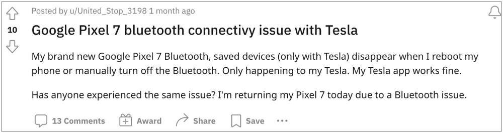 Android 13 Bluetooth cannot connect to Tesla