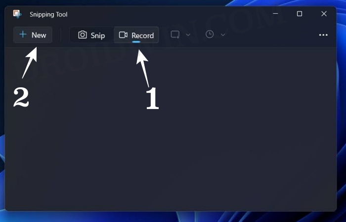 enable screen recording in snipping tool