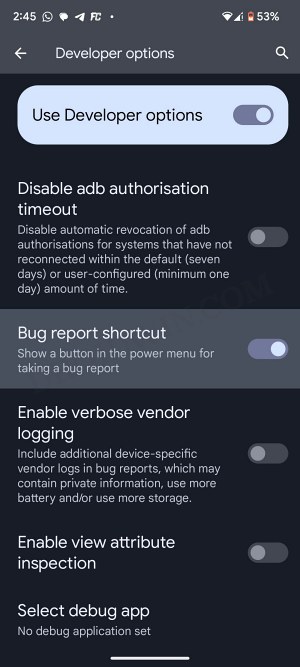 android bug report