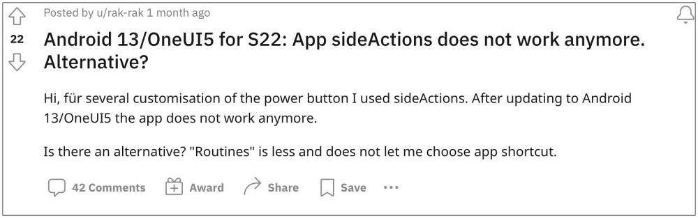 sideActions not working on android 13