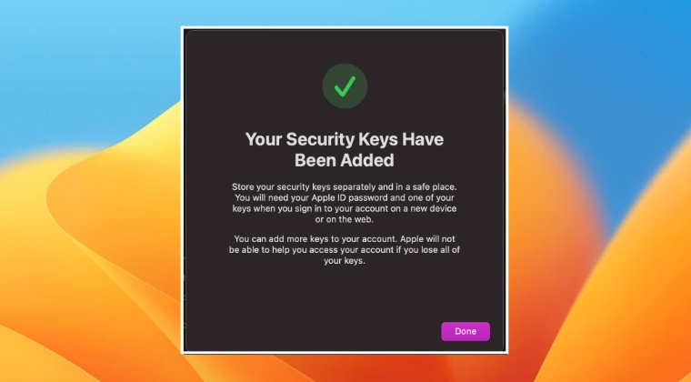 Cannot Add Security Keys on macOS 13.2