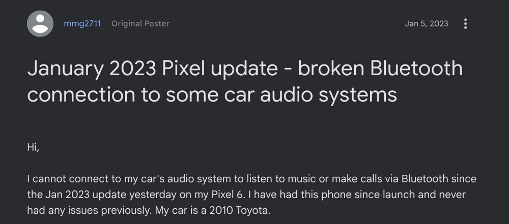 Car Bluetooth not working on Pixel 6 Pro Android 13