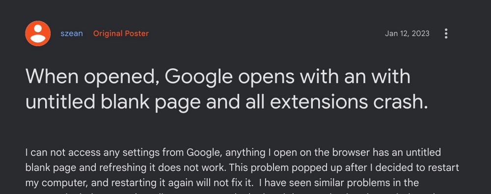 Chrome ABOUT:BLANK error