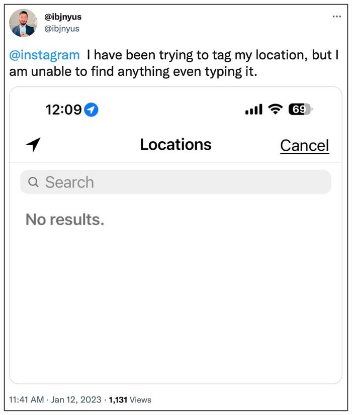 Instagram Add Location not working