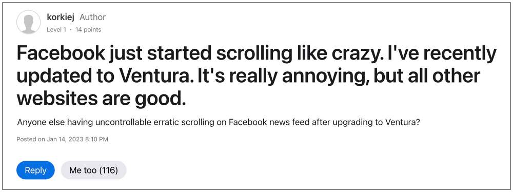 Safari Facebook scrolling issues