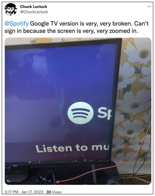 Spotify App on Android TV zoomed in