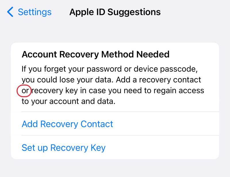 Stop  Account Recovery Method Needed  prompt on iOS 16 - 41