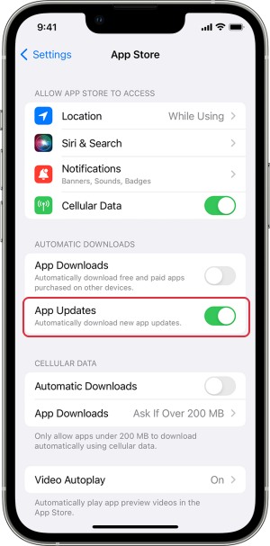 Remove red dot app update on iPhone