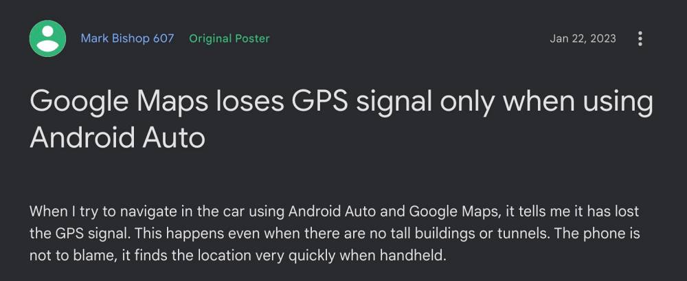 Android Auto GPS signal lost Google Maps