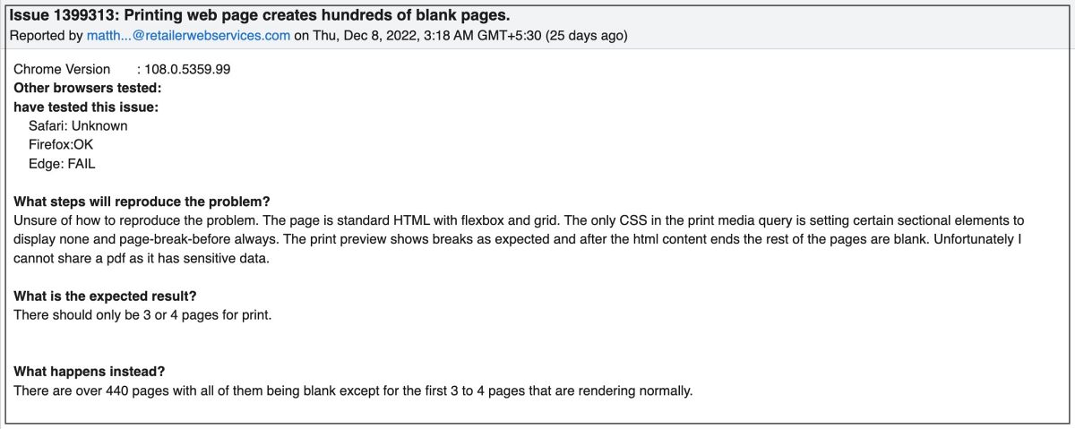 Chrome HTML Print Preview not working  Blank pages added  Fix  - 46