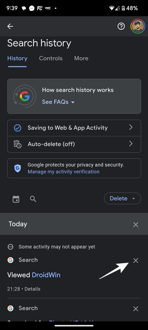 Recent Pages missing from Google App