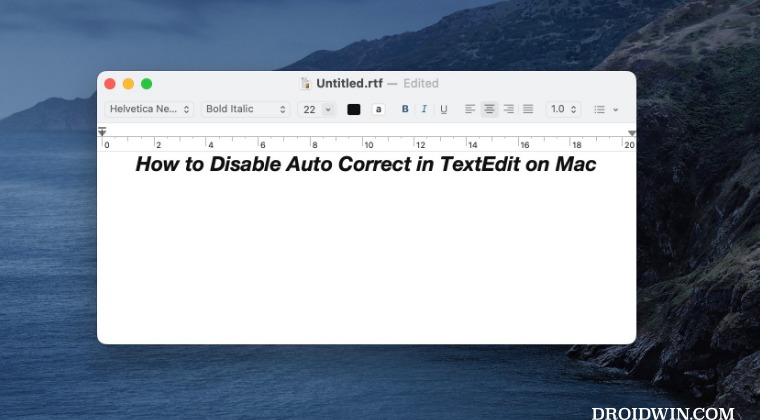 disable auto correct textedit mac