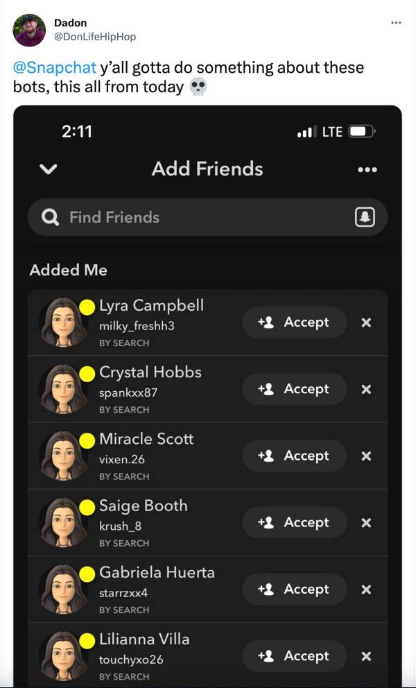 Stop Spam Bot Requests on Snapchat