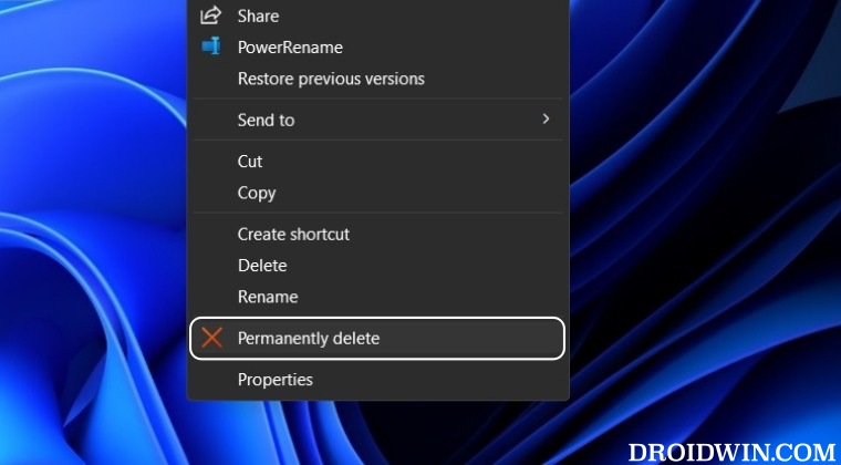 Add Permanently Delete to Windows 11 Context Menu