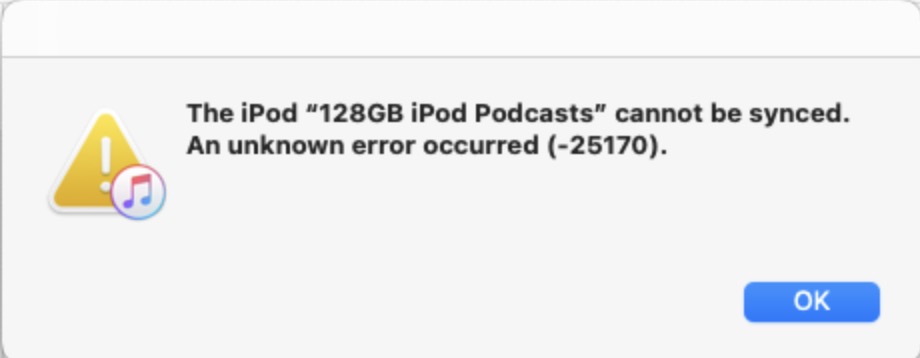 Cannot Sync iPod with Ventura 13.2
