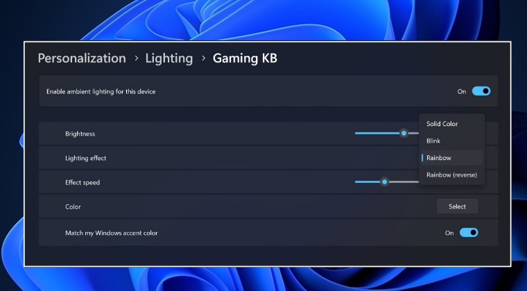 Control RGB Lighting in Windows 11