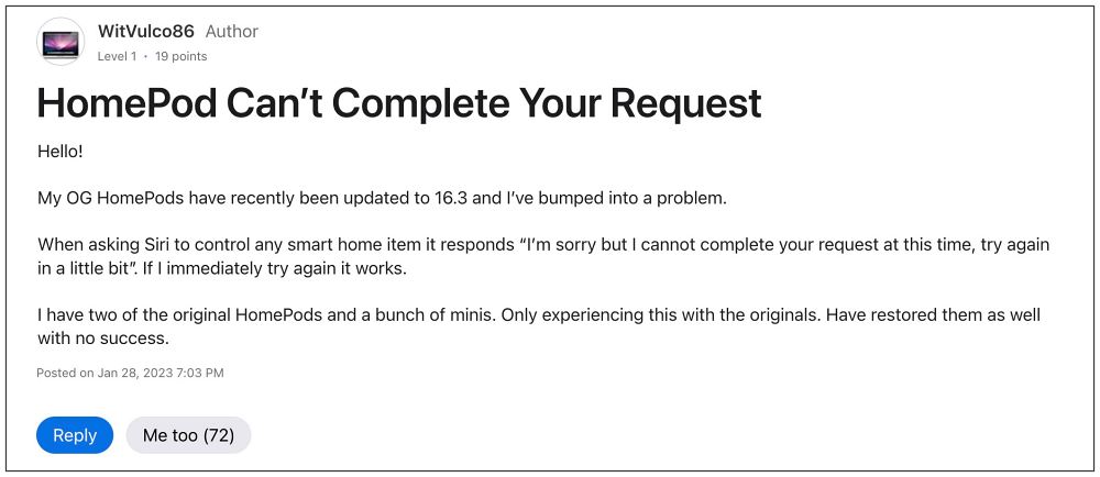 HomePod problem completing your request