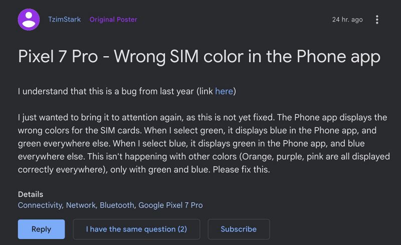 SIM Color Google Phone