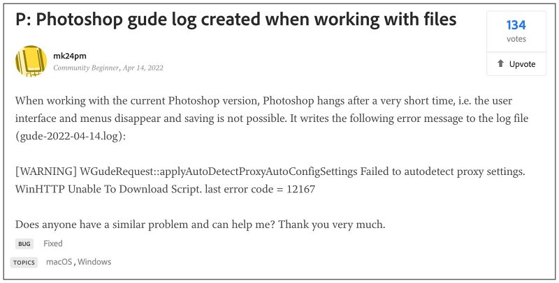 Adobe Photoshop creating a gude log file