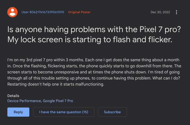 Lock Screen Flickering in Pixel 7 Pro