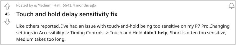 Pixel Touch and Hold Delay Too Sensitive