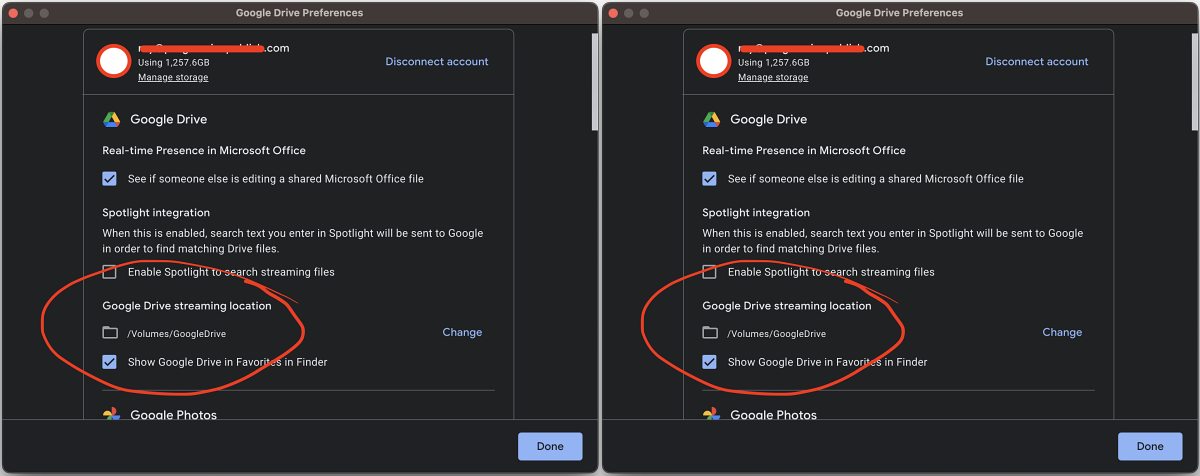 Google Drive cache file location change
