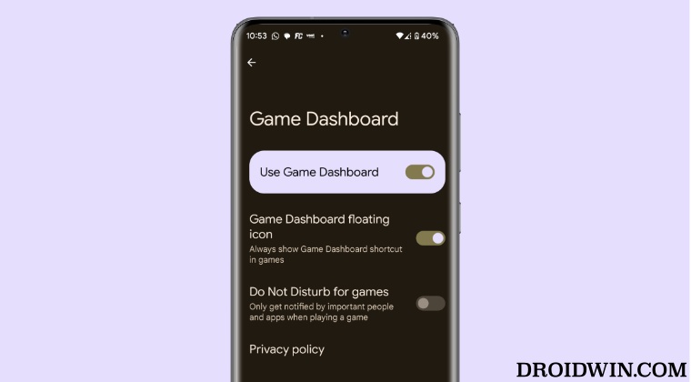 Game Dashboard Missing in Pixel 7 Pro