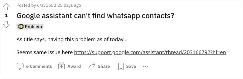 Google Assistant cannot find WhatsApp Contacts