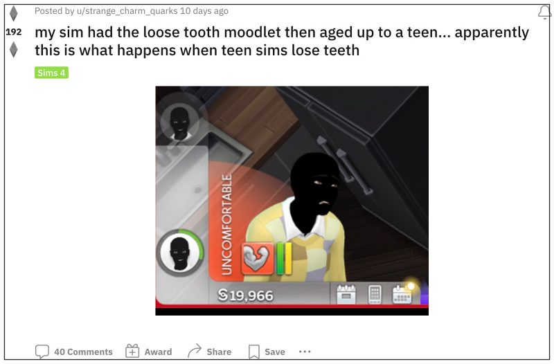 Sims 4 Выпавший зуб