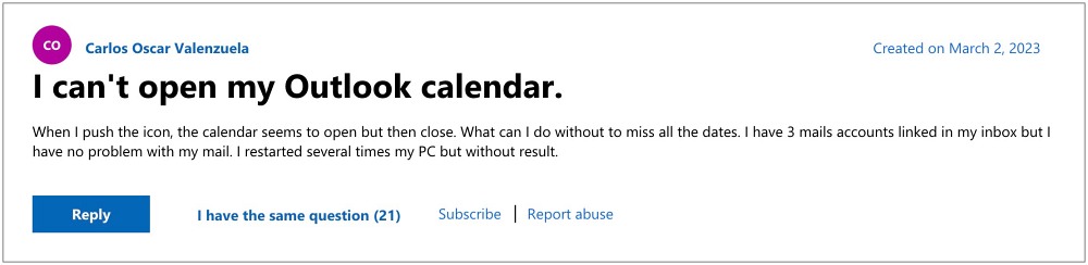 Windows Calendar not working