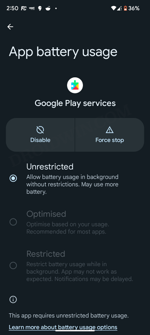 Google Play Service Draining Battery