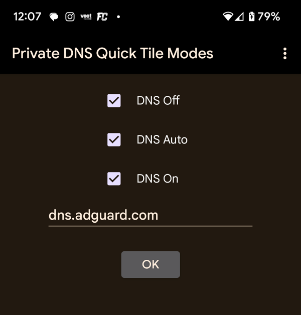 Add DNS Quick Setting Tile on Android