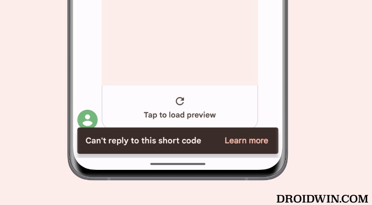 Google Messages Can’t reply to this short code