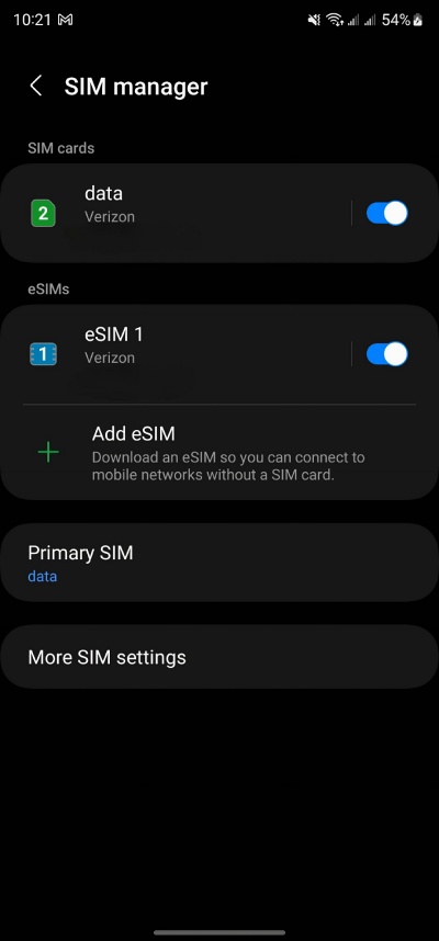 Диспетчер SIM-карт Samsung