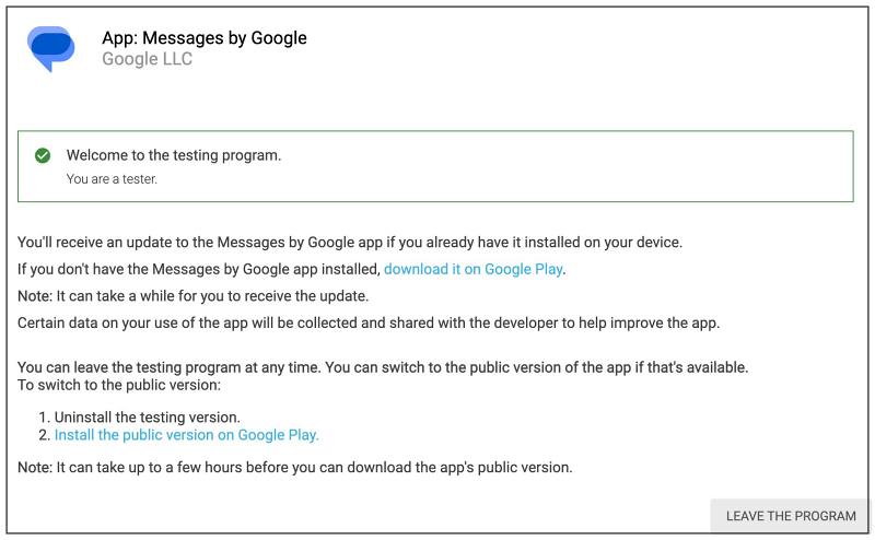 Google Messages Category Missing