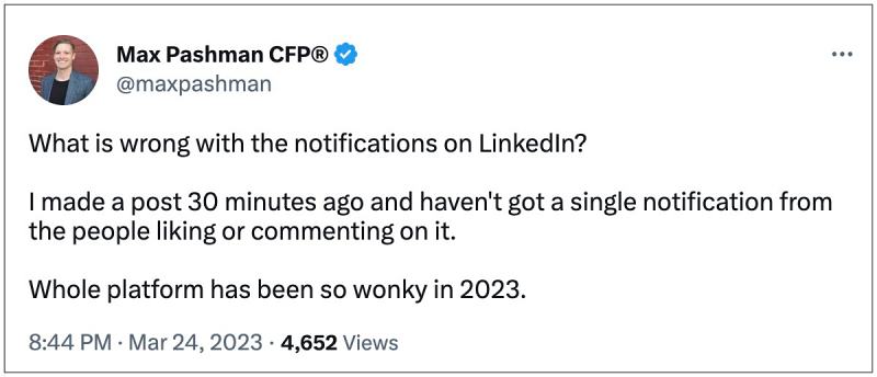 Уведомления LinkedIn не работают