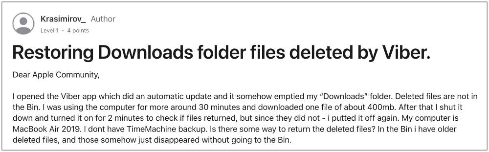 Viber deletes Downloads Folder Mac